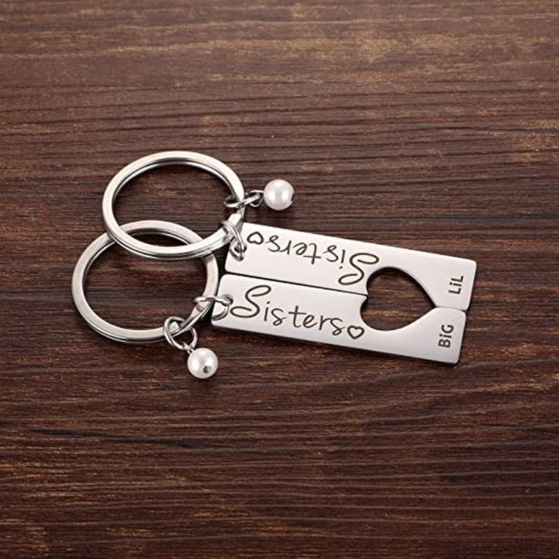 2PCS Zusters Grote Sis Lil Sis Sleutelhanger Van Zus Beste Vriend Sleutelhanger voor Meisjes Vrouwen Vrienden BFF Vriendschap