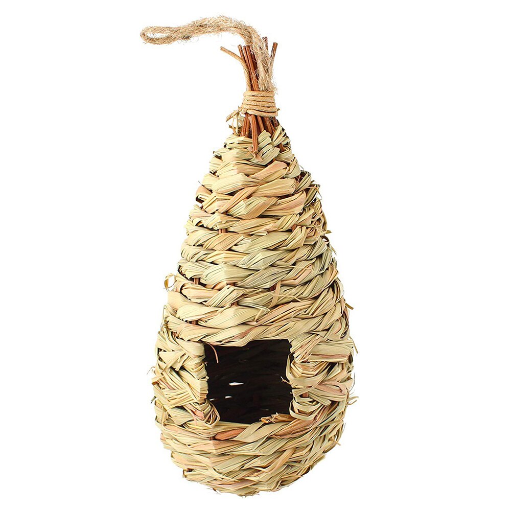 Oiseau maison jardin oiseaux nid fait main herbe Durable extérieur Cage oiseau maison tissé perchoir décoration perroquet nid: A