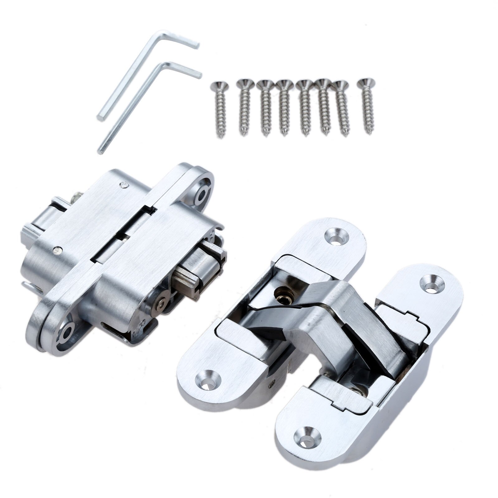 DRELD 2Pcs Zinc Alloy Hidden Hinges Multi Size Invisible Concealed Folding Counter Door Hinge With Screw Furniture Hardware