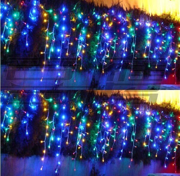 3.5x0.5/0.7m LED Icicle Curtain Light LED STRING Fairy Christmas Lights Garland For Home Party Garden Wedding Decoration: RGB / US plug 110V