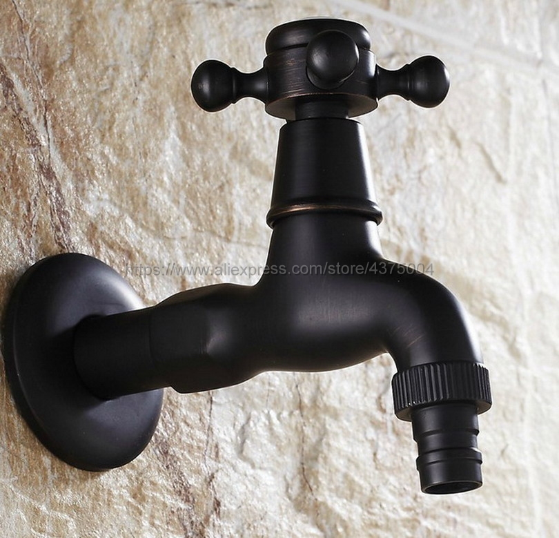 Wall Mount Garden Washing Machine Water Tap Black Oil Rubbed Brass Faucet Bibcocks Cold Water Tap Nav111