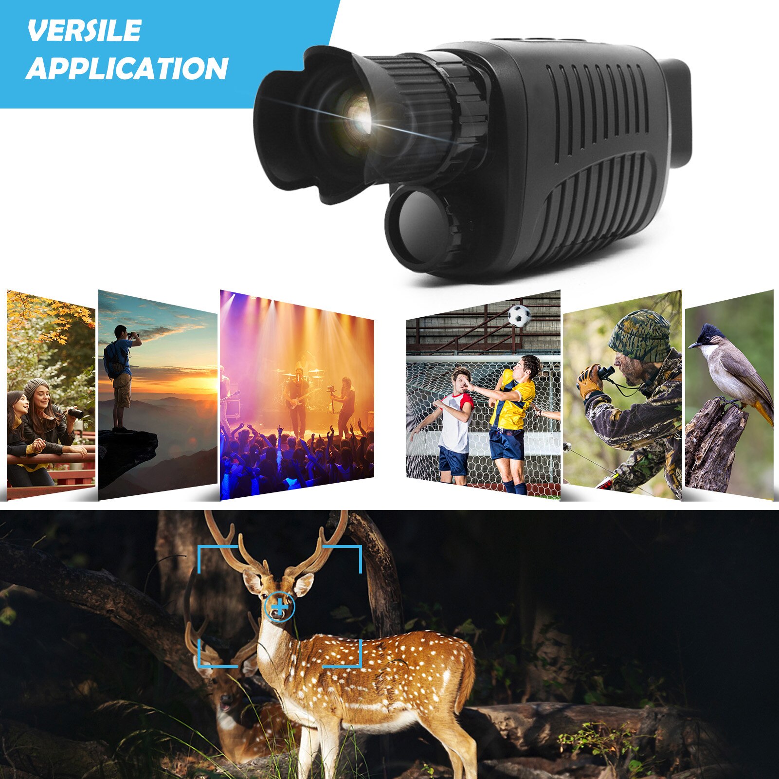 2K Monocular 5X Digital Zoom Digital High Definition Infrared Night Vision with 1.5&#39;&#39; Display Screen Outdoor Camping Hunting