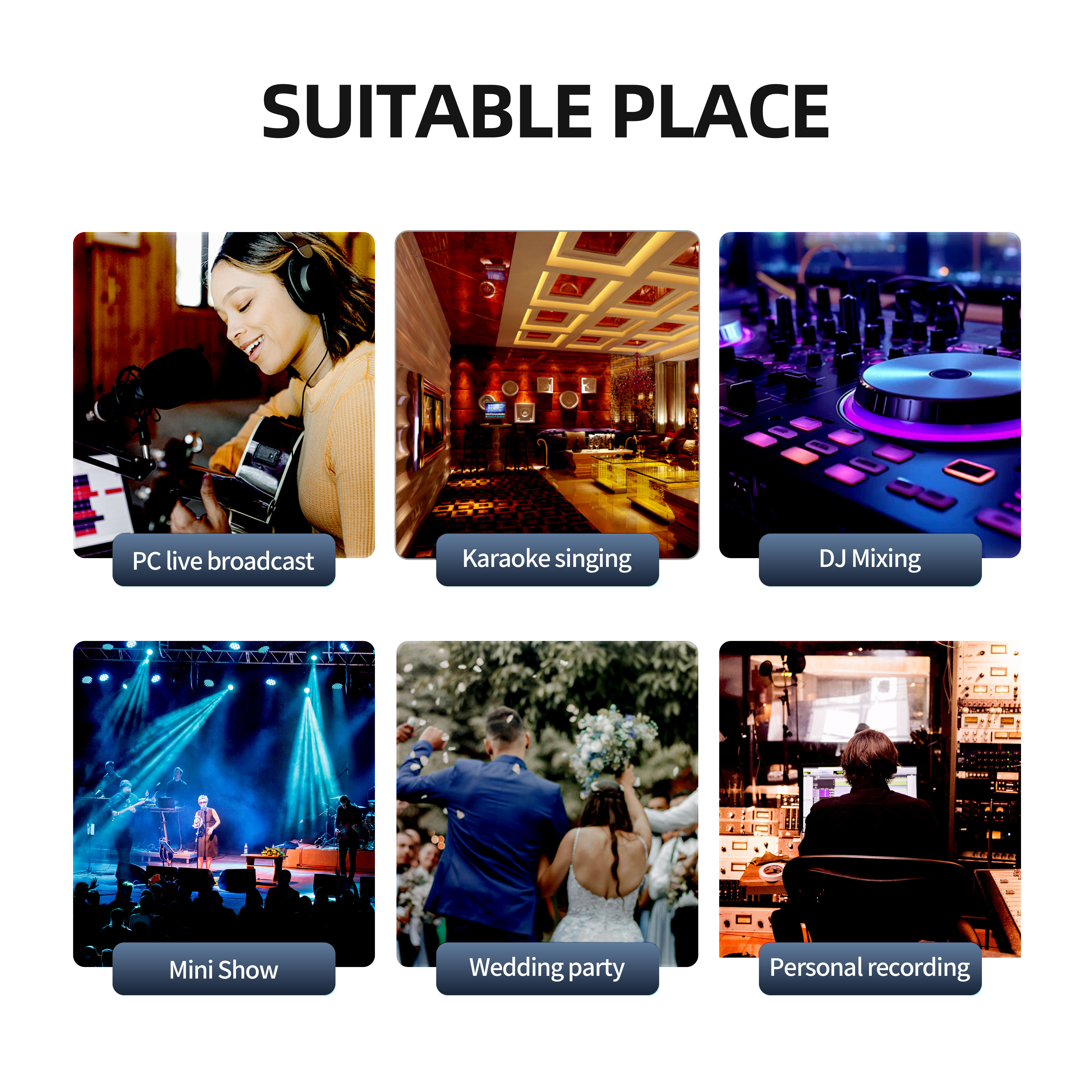 V8 Audio Interface Mixer with Bluetooth 5.0 Phantom Power for Computer Recording, Stage, Band Delayed Replay Effects DJ Mixer