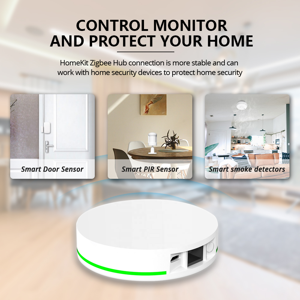 ZemiSmart Zigbee Hub Work with Apple HomeKit Home App Linkage Tuya Smart Devices Home Siri Homepod Bridge Voice Control