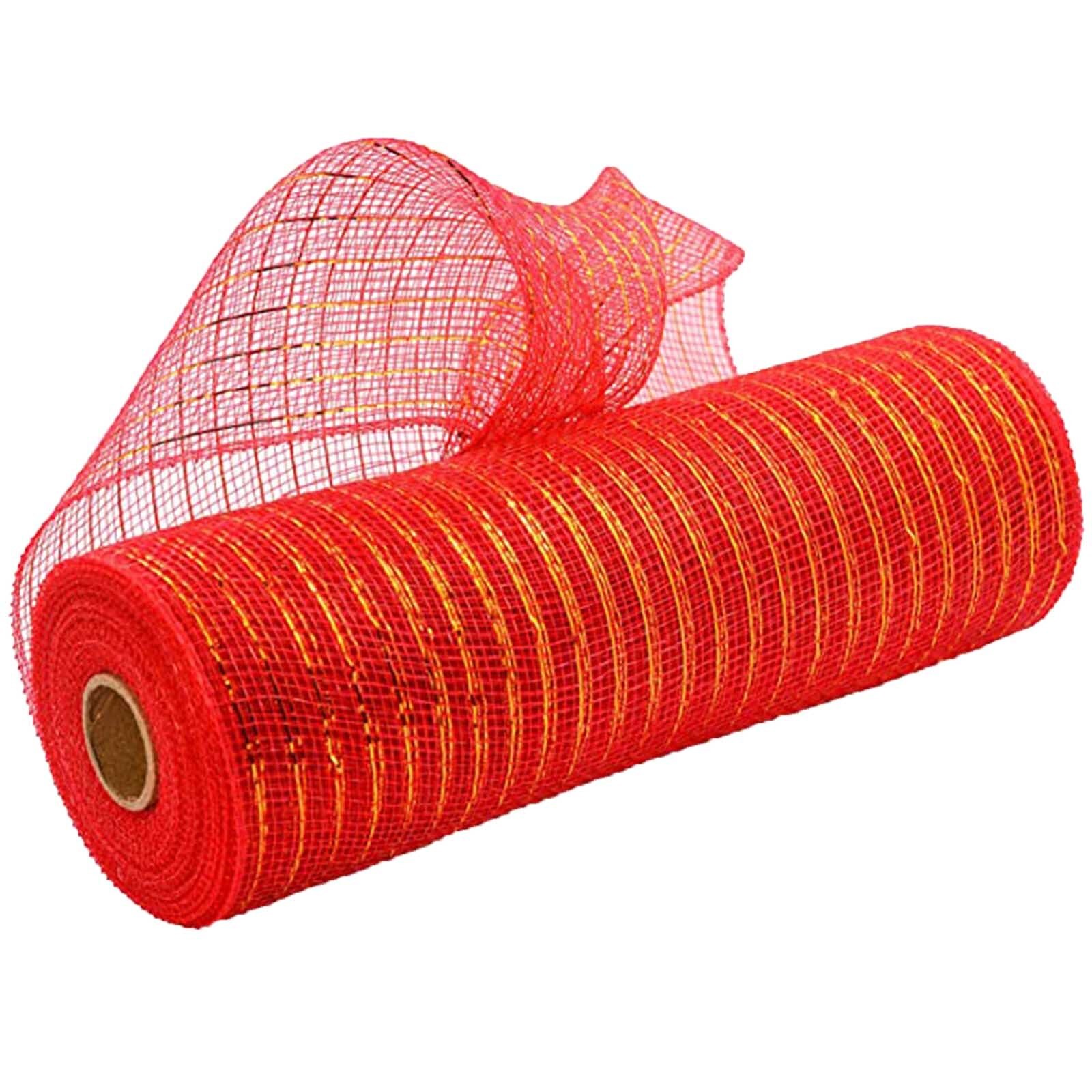 Poly Mesh Lint Home Decor Poly Mesh Lint Met Metallic Folie Elke Rol Voor Kransen Swags Bows Wikkelen En decoreren: Red 