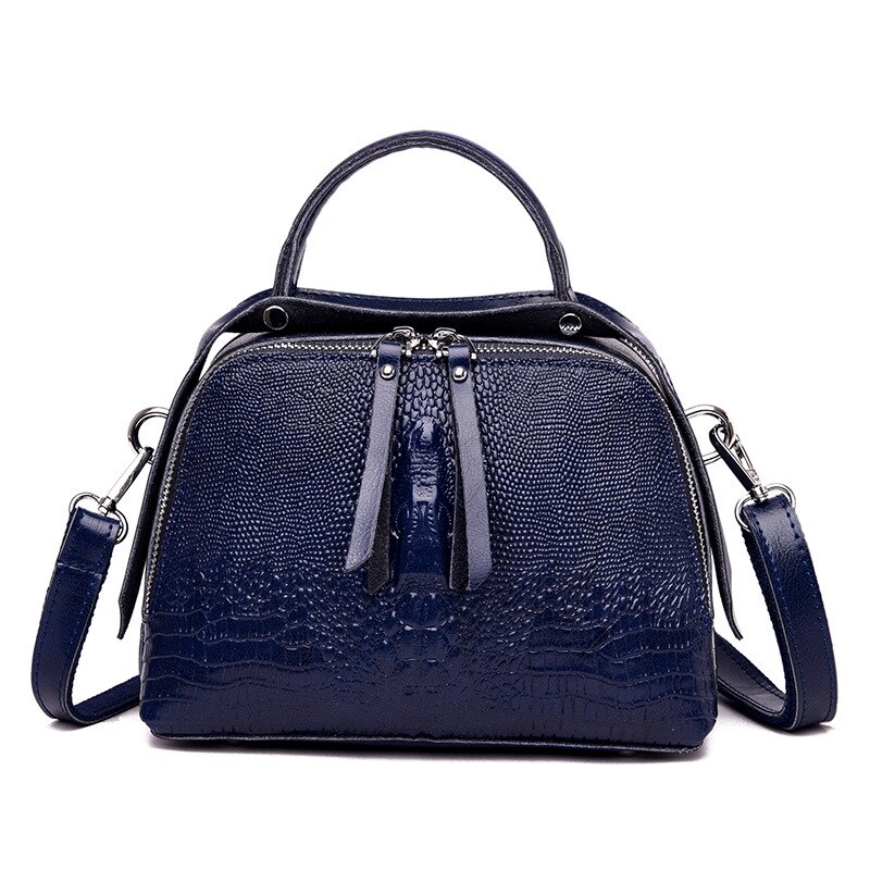 2021 de comércio exterior bolsa feminina marca luxo crocodilo padrão bolsa moda europeia e americana versátil um ombro: Blue
