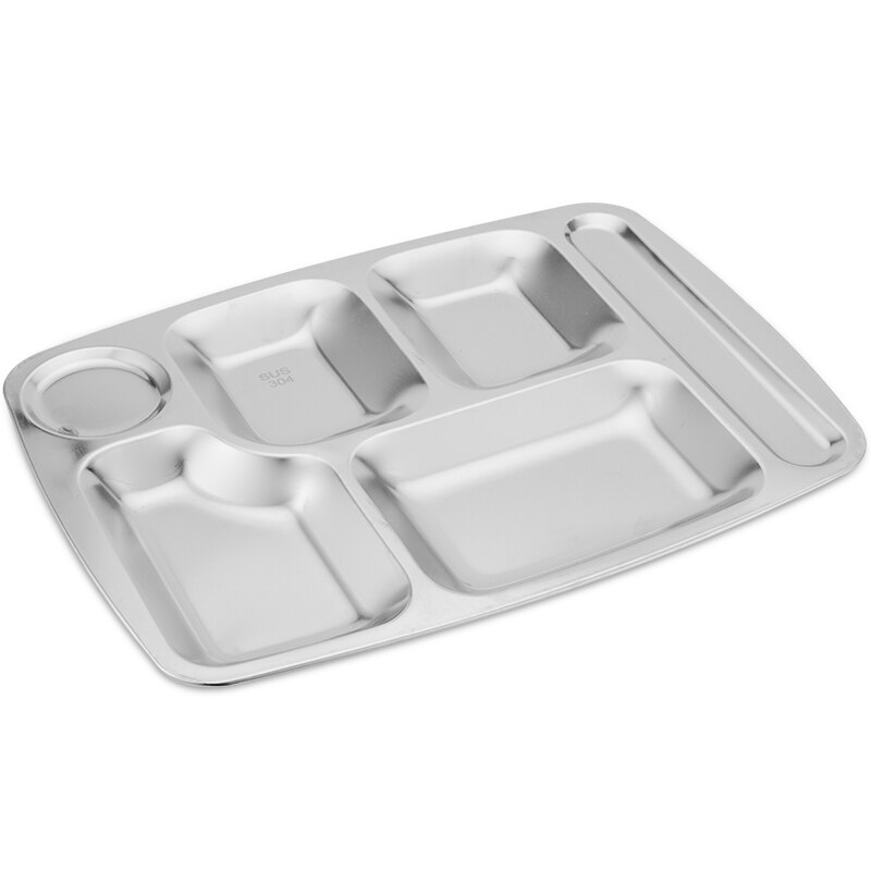 304 Stainless Steel Fast Food Tray Child Baby Anti-fall Tray Student Cafeteria Partition Plate