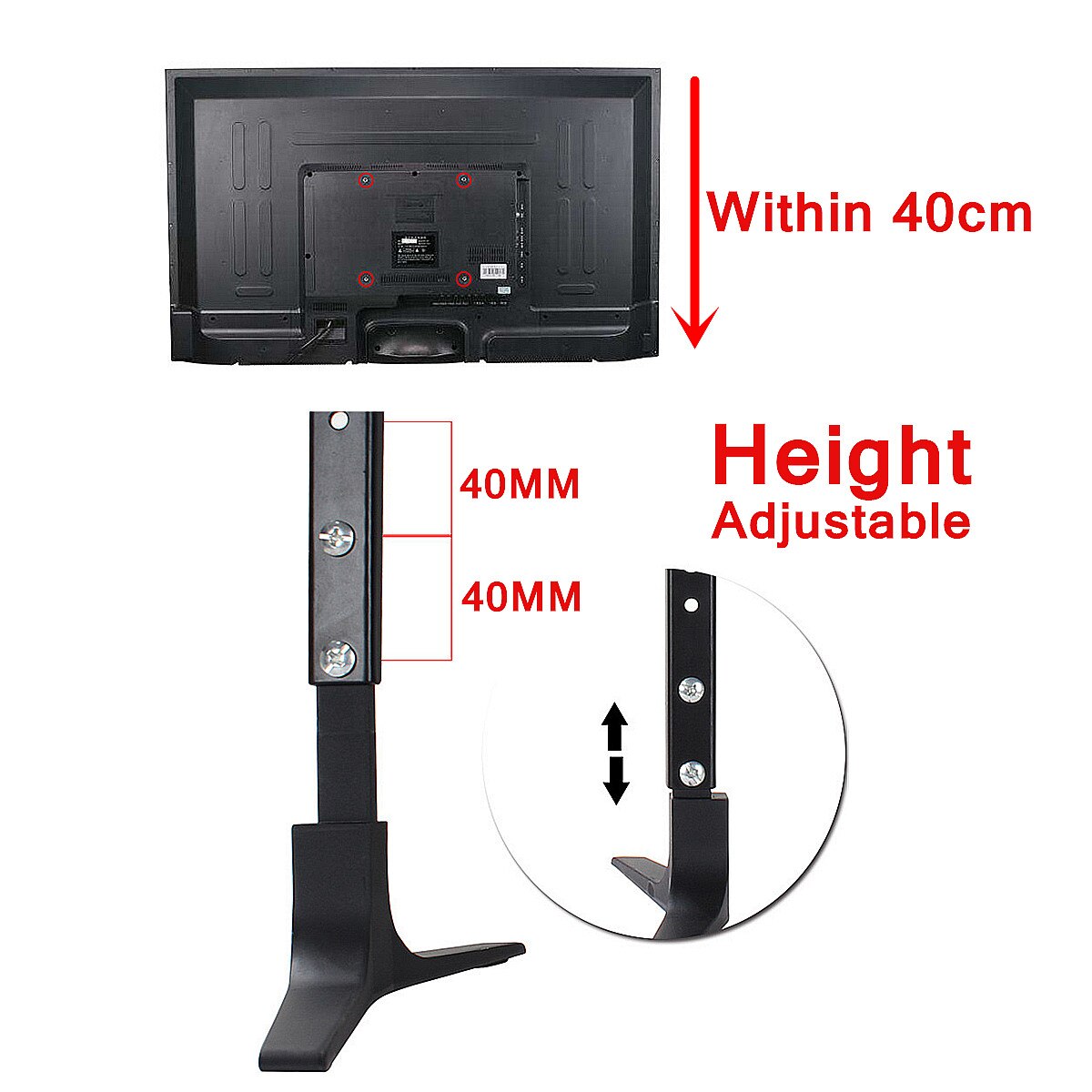Tv-stativ base legering+ stål leory plasma lcd fladskærm universal bordplade piedestal mount 32-55 højdejusterbar nem installation