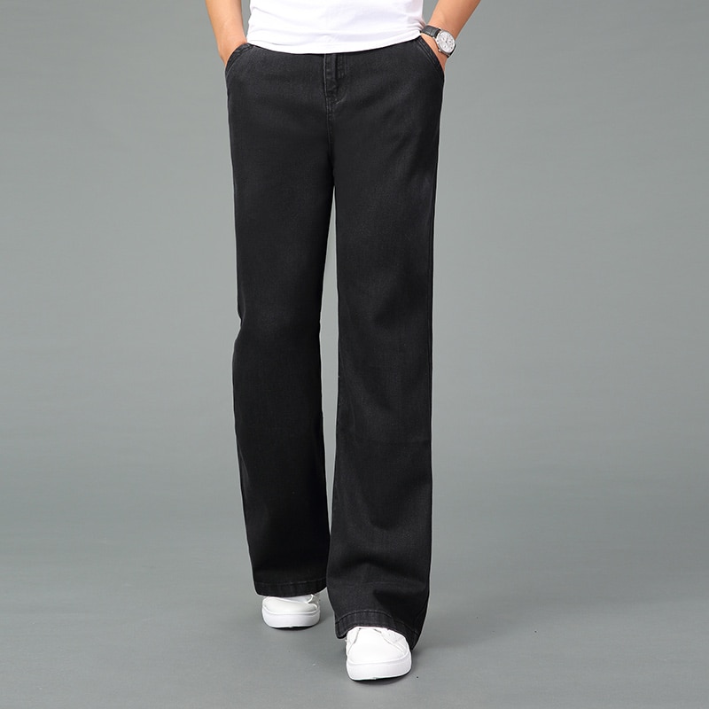 Pantalones vaqueros largos de pierna ancha para hombre, pantalón informal azul campana, pantalones Vaqueros bootcut, primavera
