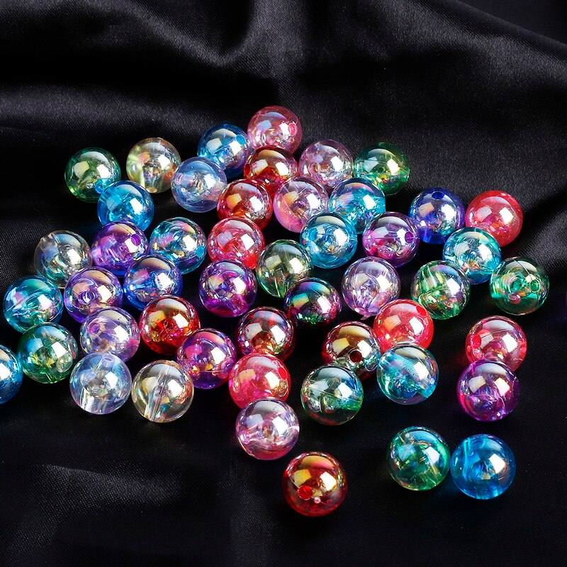 50 ~ 100 Stuks 6 8 10 12mm AB regenboog kleur Ronde Acryl Kraal Losse Spacer Kralen Voor Sieraden maken DIY Armband Bevindingen