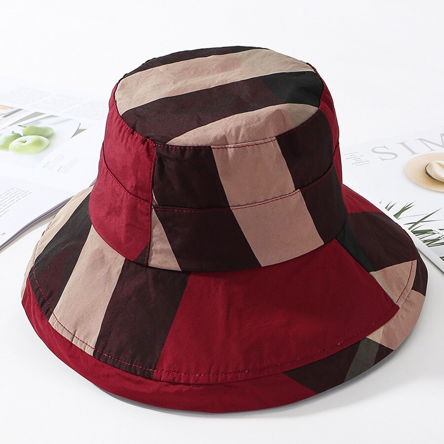 Été seau chapeau femmes plage soleil disquette chapeaux plat pliable coton casquettes: color4
