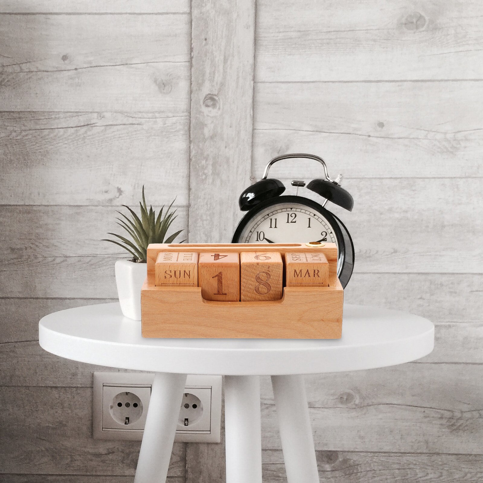 Calendrier anglais en bois perpétuel pour la maison, fourniture de bureau