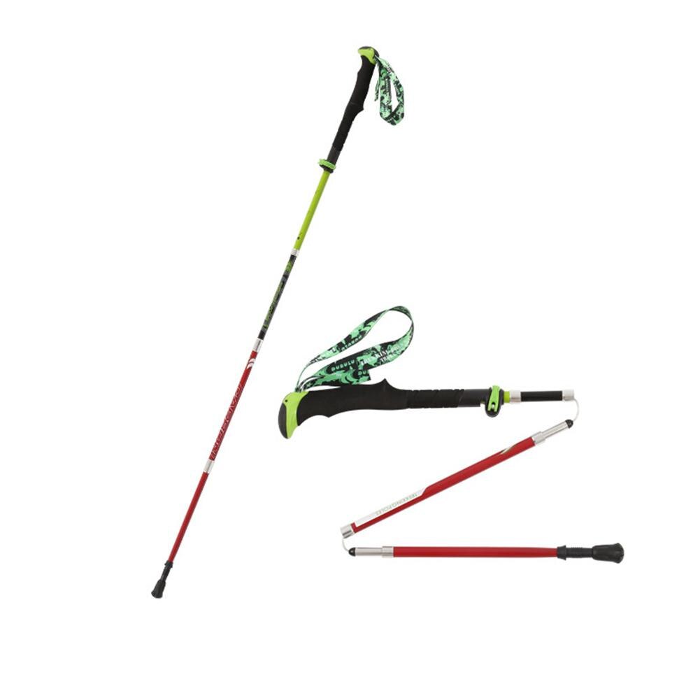 HiMISS Telescopic Outdoor Climbing Stick Outside Lock Carbon Fiber Folding Walking Cane Fiber Cane: Red green