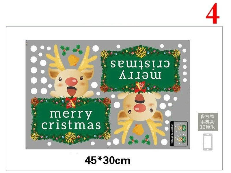 Söt älg jul väggdekaler fönster glas festival dekaler santa väggmålningar år juldekorationer för hem: 4