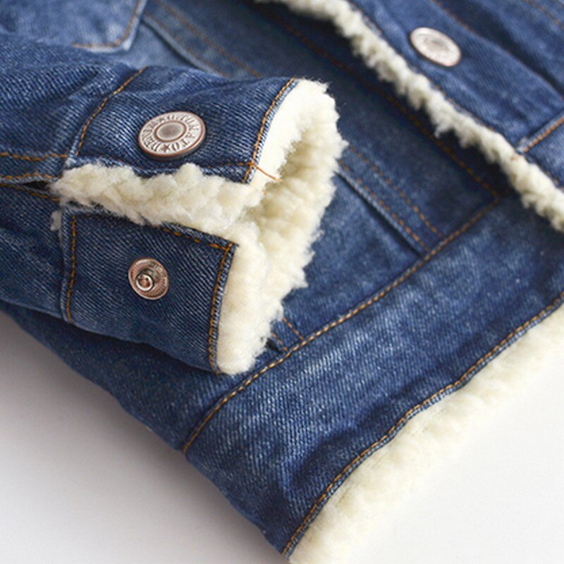 Denim Jacket For Girls Boys Fall Winter Cashmere Thicken Jeans Coat Children Clothes Warm Outerwear Baby Denim Jackets 1-6Y