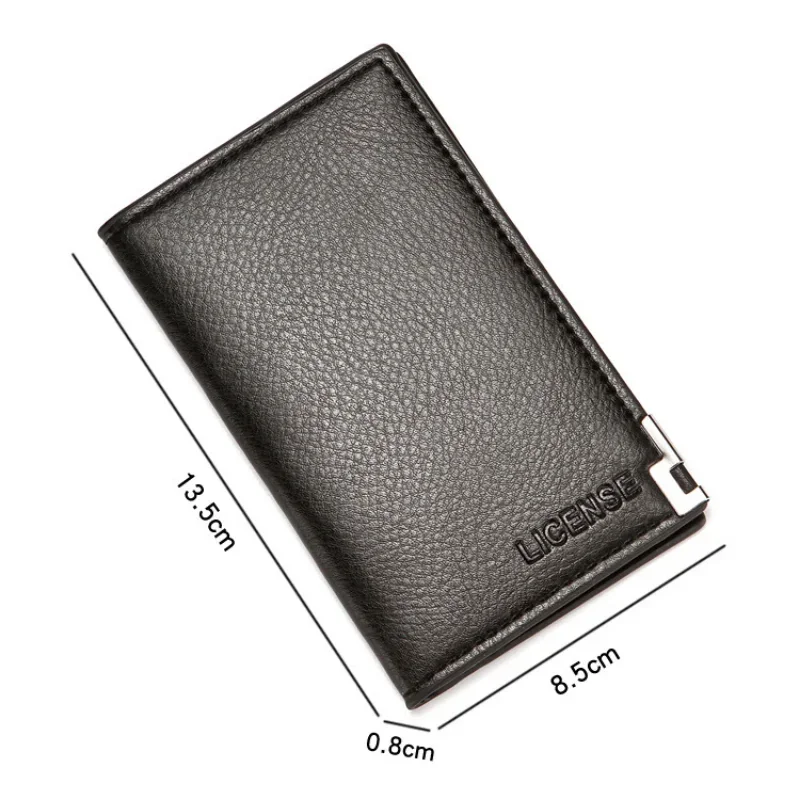 Loja de cierre hacia abajo, venta de liquidación, bolsos de cuero PU para tarjetas de crédito, monedero con patrón de lichi para hombre, tarjetero de identificación y tarjetas de visita