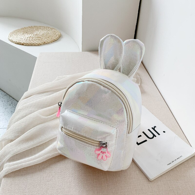 kids Girls backpack peach heart female bag female cartoon cute children rabbit Korean backpack student schoolbag: Rabbit white