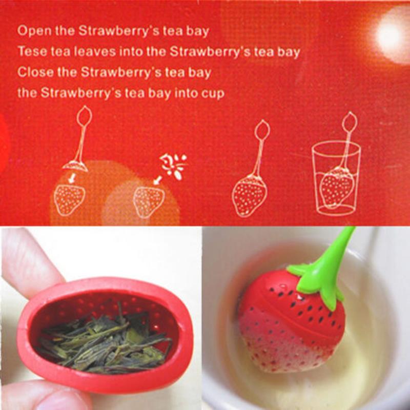 1 pcs Strawberry Loose Tea Leaf Strainer Herbal Spice Filter Diffuser