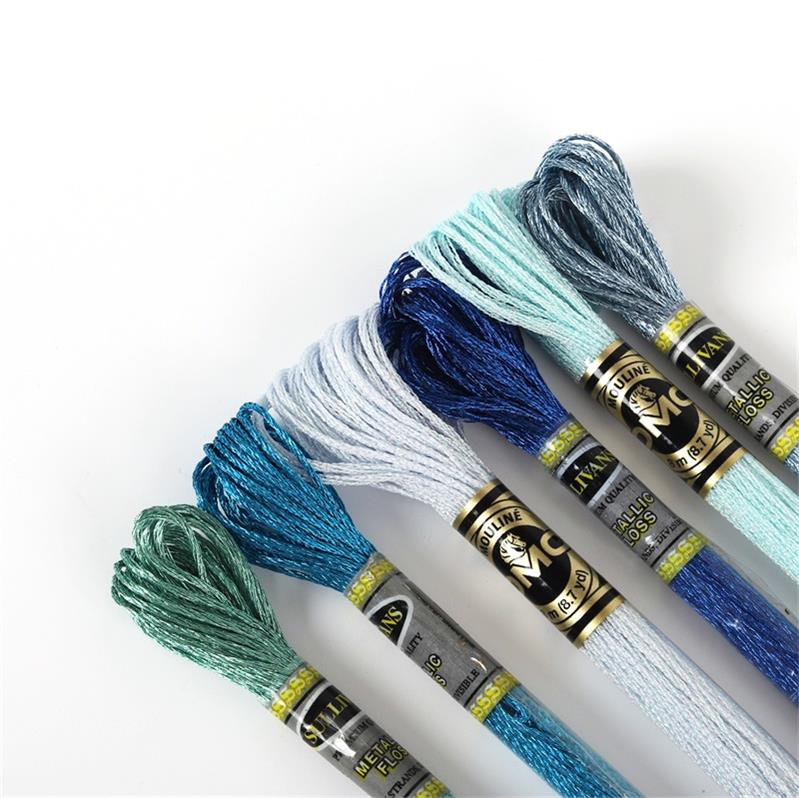 HH Light Effects Floss Metallic Floss Cross Stitch Embroidery Thread 8 meters each Skein DMC and Sullivans brands different: Blues