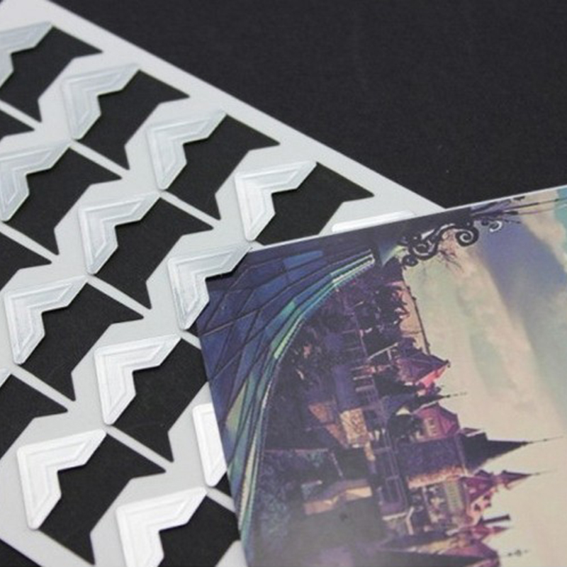 120 unids/lote (5 hojas) pegatinas de esquina de papel Kraft Vintage para DIY foto álbumes de recortes decoraciones, marrón/Negro/Blanco/oro