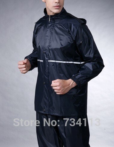 Regenjas pak mannen en vrouwen Regenbroek Pak Fietsen [Split] Waterdichte Regenkleding poncho voor regen motorfiets waterdicht: Dark blue / 4XL