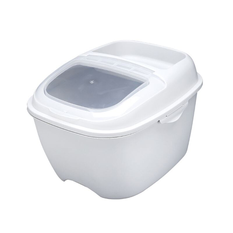 Herbruikbare 10Kg Grote Capaciteit Rijst Luchtdichte Houder Graan Meel Container Met Flip Deksel Voedsel Opbergdoos Verzegelde Keuken: Light Grey