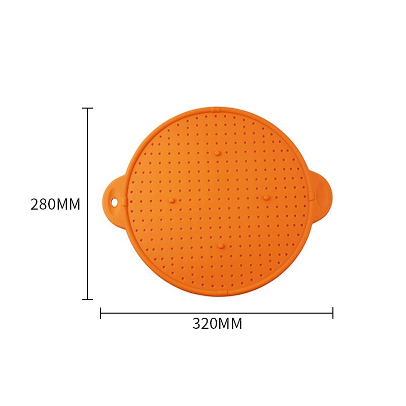 3 In 1 Multifunctionele Kookgerei Siliconen Ploetert Guard Screen Pan Koekenpan Deksel Spill Stopper Pot Ploetert Screen Zeef: Orange