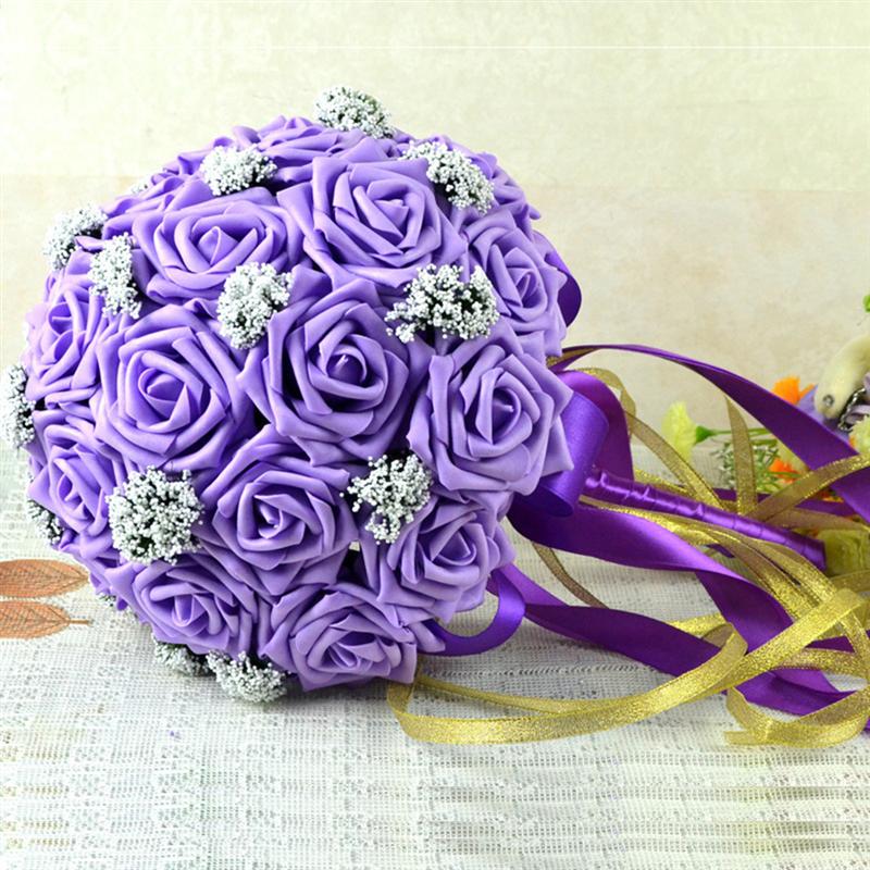 Bryllupsbukett silke brudepikebukett brudebukett kunstige blomster til bryllupsfest: Stil 5