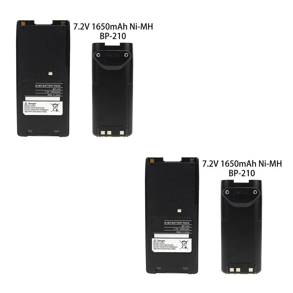 2x per Icom BP-210 Radio A due Vie Batteria con Clip (1650mAh 7.2V NI-MH) -per IC-F11 IC-F21 IC-V8 IC-F3GT IC-F40GT: Default Title