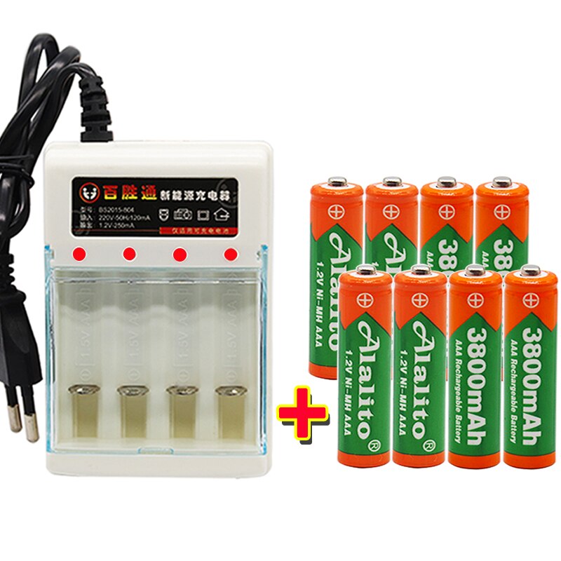 Figh 1.2v 3800 mah ni mh aaa förladdat ni-mh uppladdningsbart aa batteri för leksaker kamera mikrofon batterier + laddare