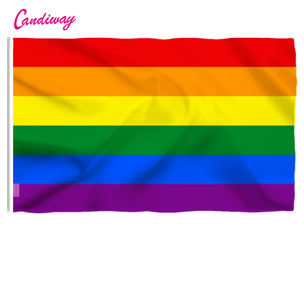 Lgbt 90 cm x 60 cm Regenboog Vlag 3*2 FT Polyester standaard Vlag Gay Pride Vrede Vlaggen outdoor Indoor