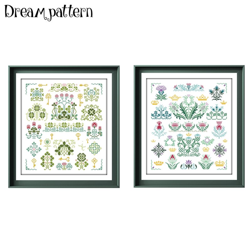 Kit de broderie de fil de coton pour débutants, trèfle de scie sauteuse, point de croix de jardin, dessin animé, 18ct, 14ct, 11ct, tissu blanc, bricolage