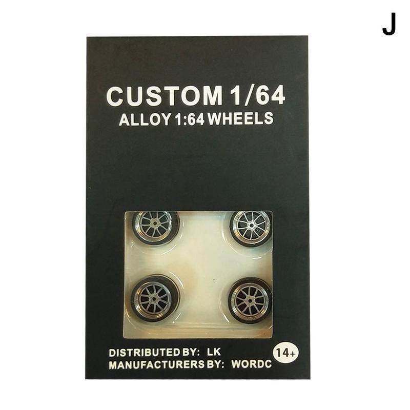 1/64 Schaal Legering Wielen Model Universele Modificatie Band Diecasts Alloy Wheel Tire Rubber Banden Speelgoed Accessoires Wielen