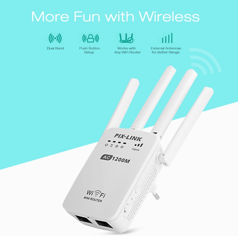 1200Mbps Wall Plug Router AC1200 Wireless Wi-Fi AP Wifi Repeater Router Extender Booster 2.4/5GHz Wifi Amplifier Long Range