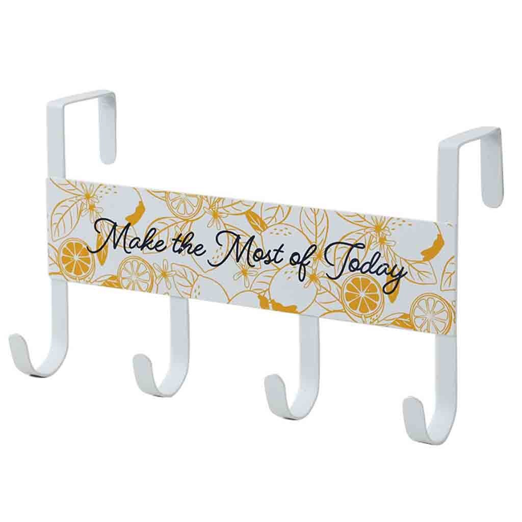 kichen organizer Over-The-Door Hook Rack Metal Hooks Hanger Storage Holder Hanging Coat Hat home decoration accessories: Yellow 