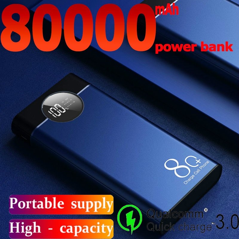 Power Bank 80000Mah Grote Capaciteit Draagbare Snelle Opladen Dual Usb Power Bank Externe Batterij Voor Samsung Xiaomi Smartphone
