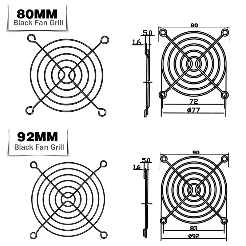 5 Stuks 60Mm 80Mm 90Mm 92Mm 120Mm 140Mm Fan Grills Metalen Mesh Vinger Guard beschermende Netto Fan Grill Computer Case Fan Grill