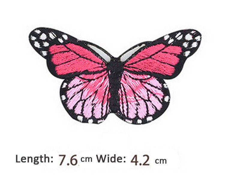 DIY bordado de ropa nueva rosa roja grande/pequeña flor apliques hierro en coser parche ropa peonía DIY punto de cruz: pink butterfly