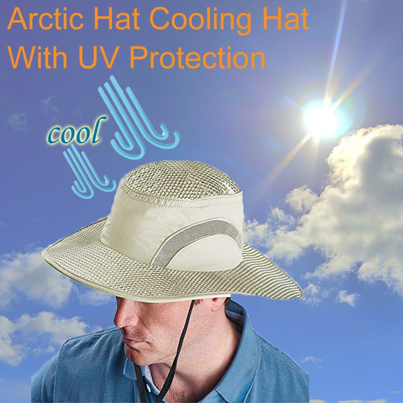 Arctic Hat Cooling Hat With UV Protection As Seen On TV Cooling Hat Ice Hat Wide Brim Cap Outdoor Weather Cooling Hat