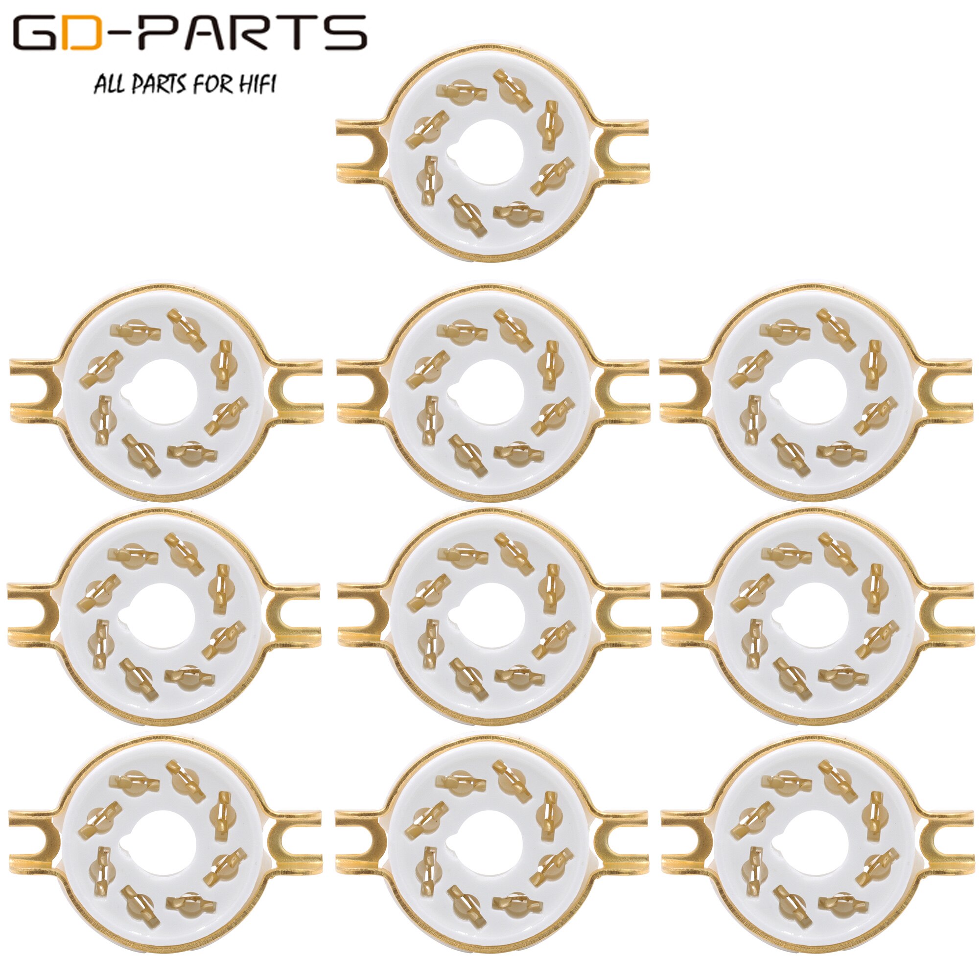 10PCS Chassis Vacuum Tube Sockets Mount 8pin Octal Ceramic Valve Tube Base For KT88,KT66,EL34,5AR4,6L6,6CA7,6SL7,6SN7,GZ34