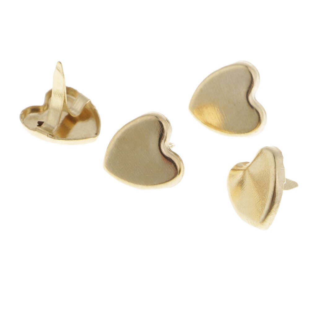 200pc gouden metalen mini-hartjes, papierklemmen, brads voor scrapbooking en knutselen