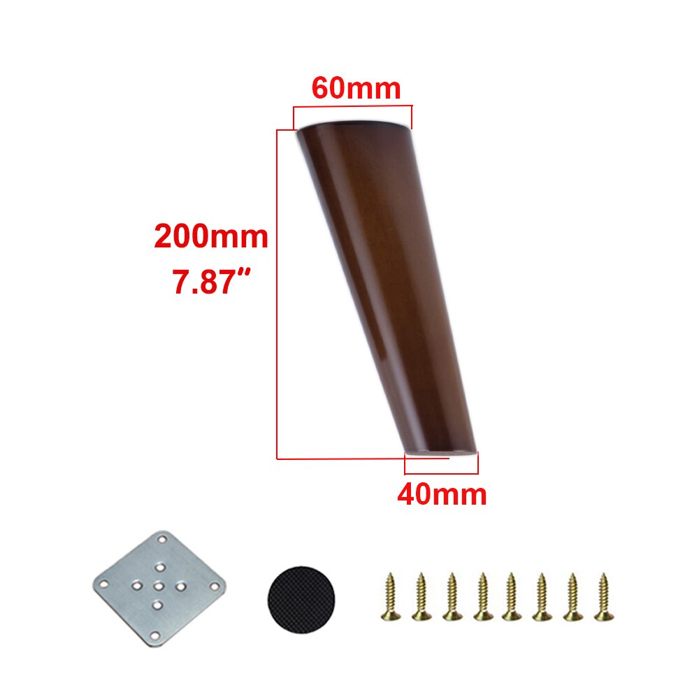 1/4PCS Solid Wood Furniture Legs Walnut Color Straight Oblique With Metal Footings Sofa Replacement Legs For Cabinet Couch Table: 1PC 20CM Oblique