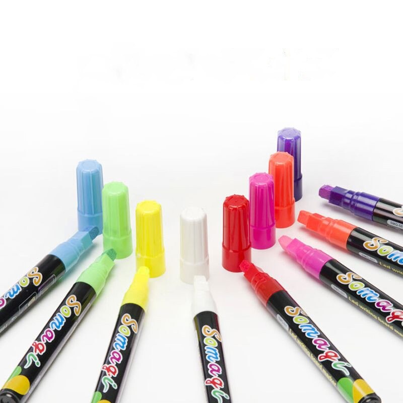 8pcs/set Highlighter Fluorescent Liquid Chalk Pen Marker Glass Windows LED Board Blackboard Glass Painting Graffiti
