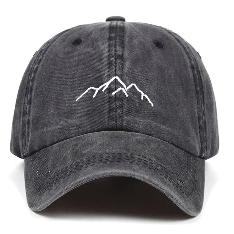 Mountain range embroidery Mens Womens Baseball Caps Adjustable Snapback Caps Washed dad Hats Bone Garros: Dark Grey