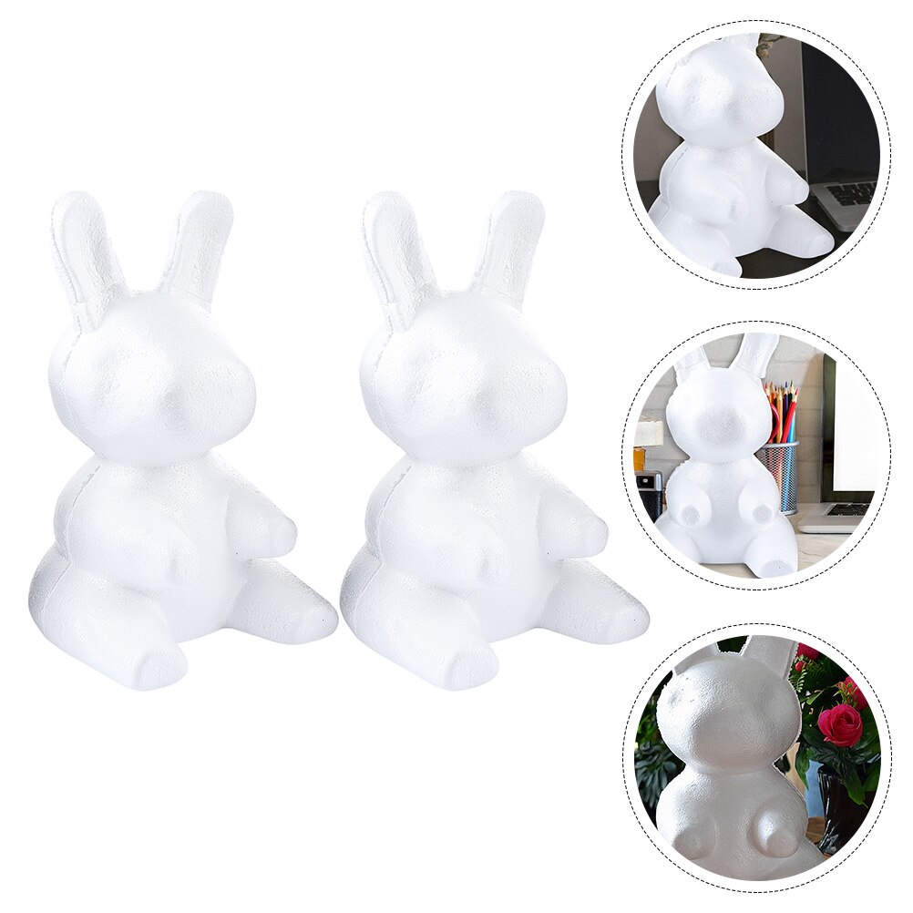 2pcs DIY Foam Rabbit Mold Decorative Foam Rabbit Mold Lovely Modeling Foaming DIY White Embryo Foam Flower Arrangement Model