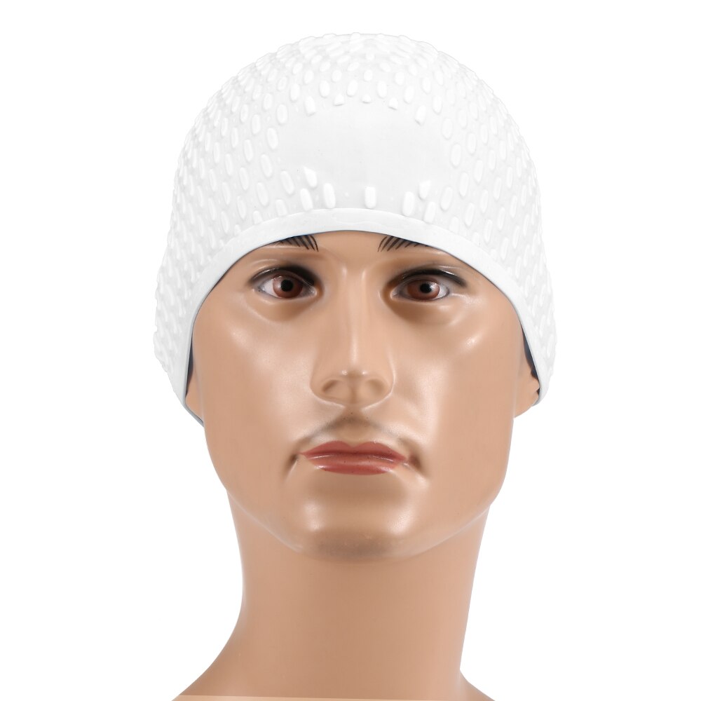 Volwassenen Badmuts Silicone Mannen Vrouwen Badmuts Voor Lang Haar Kort Haar Gorra Negra Zwemmen Hoed: White