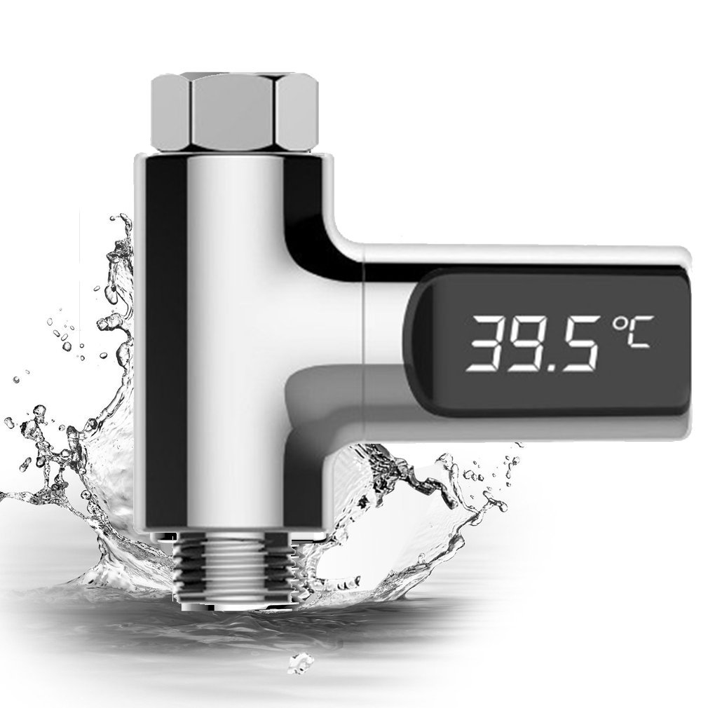 Thermomètre de douche à mécanisme d&#39;autoproduction d&#39;électricité,moniteur de température d&#39;eau, compteur d&#39;énergie intelligent à affichage LED