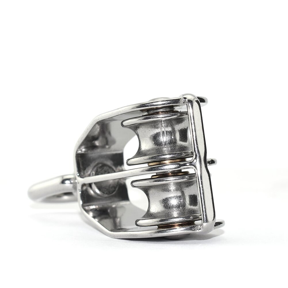 1 Pack M25 Double Pulley Block Stainless Steel 304 Wire Rope Crane Double Wheel Swivel Lifting Rope Pulley Block