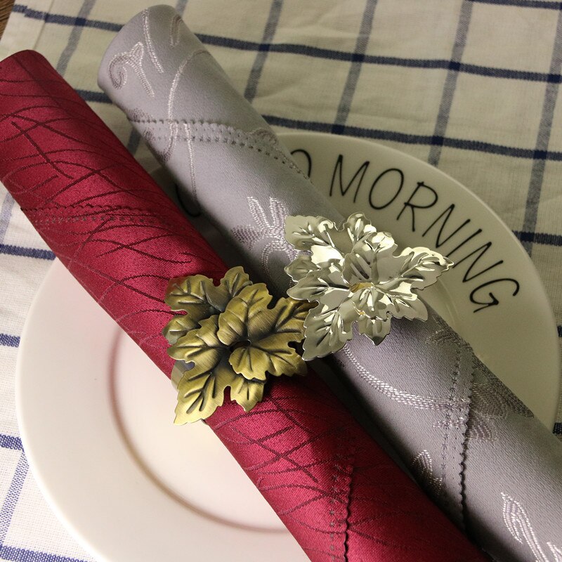 5 PCS rvs drie-blad servet gesp servet ring sample room ring hotel levert tafel decoratie vier kleuren optionele