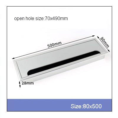1PCS Aluminium Alloy Grommet Cable Hole Cover With Black Brush For Computer Table Cable Outlet Port Wire Rack Organizer: 80x500mm